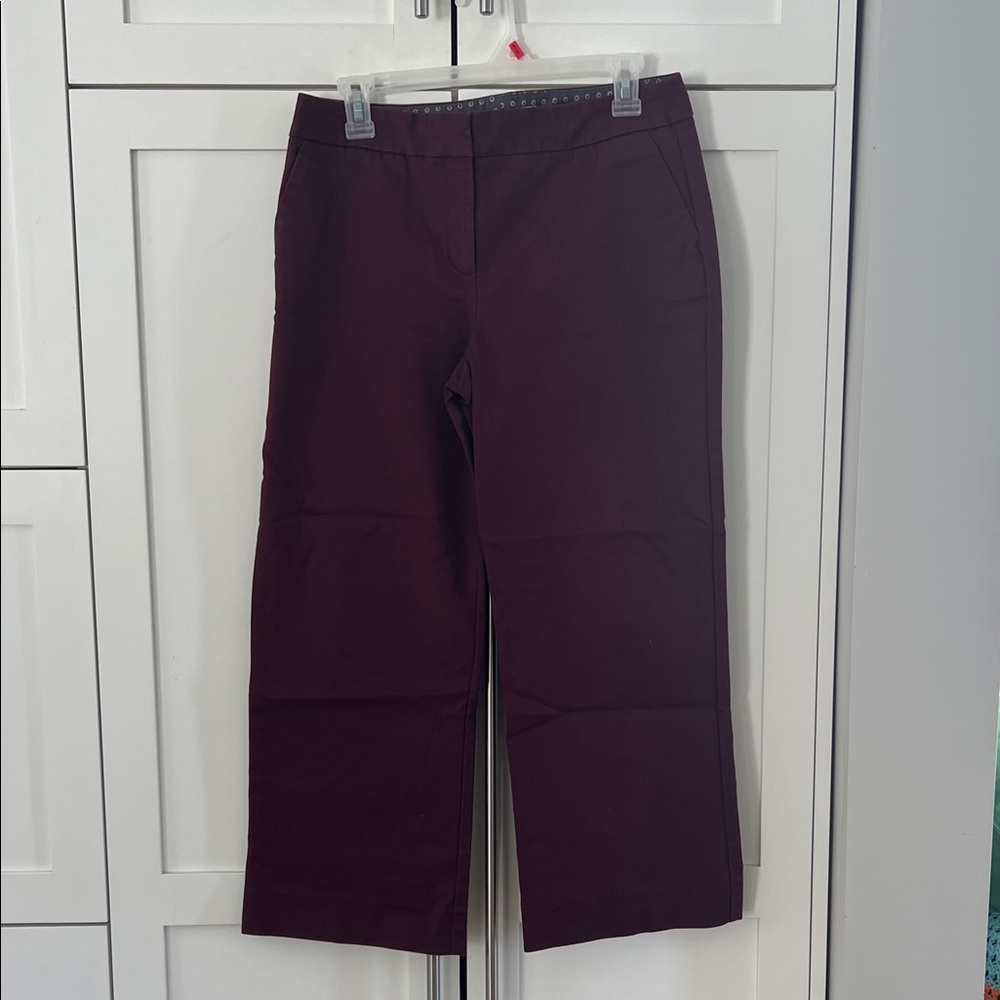 Boden Burgundy Wide-Leg Cropped Pants